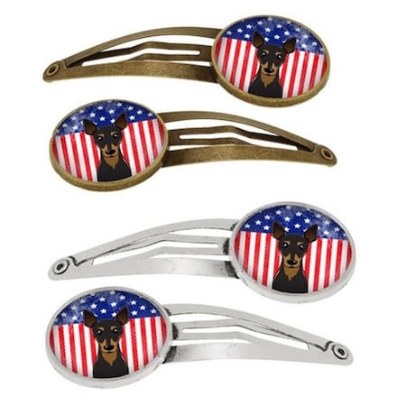 Carolines Treasures Carolines Treasures BB2170HCS4 American Flag & Miniature Pinscher Barrettes Hair Clips; Set of 4 BB2170HCS4